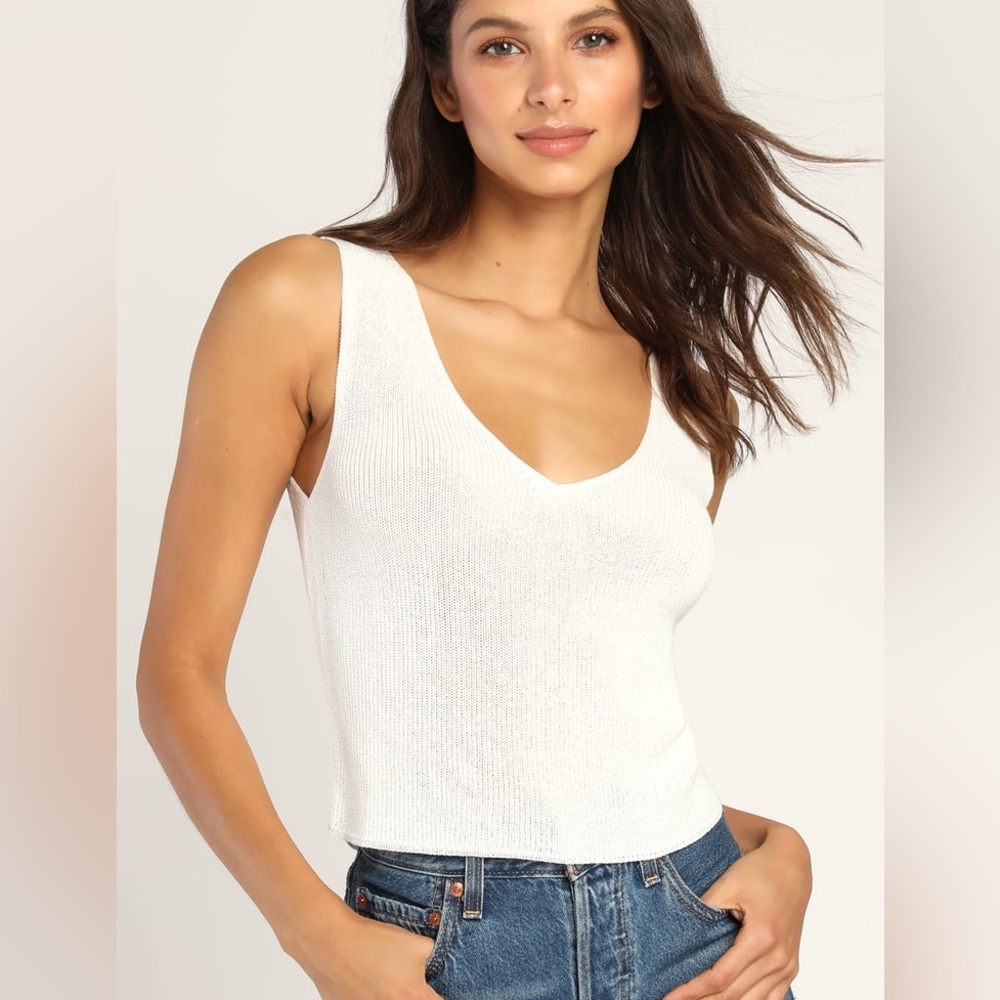 W Lulus Ivory Always My Way Way Sweater Tank Top Size S |A129